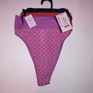 Set of 3 Joyspun Panty Thong XXL 20 Purple Orange Black Lace Trim New